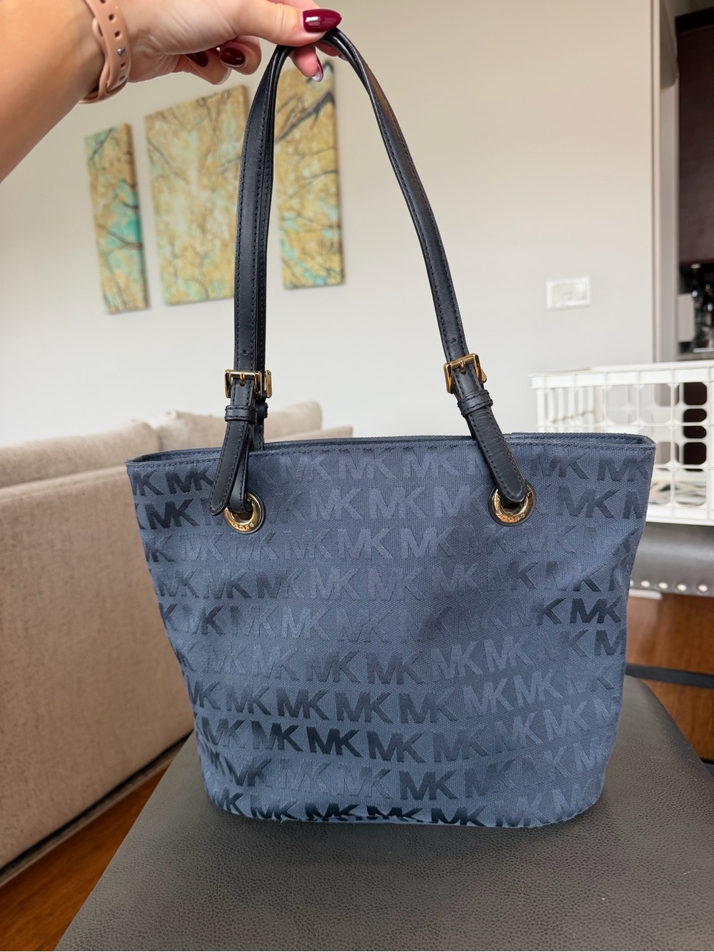 Michael Kors Navy MK Monogram Tote